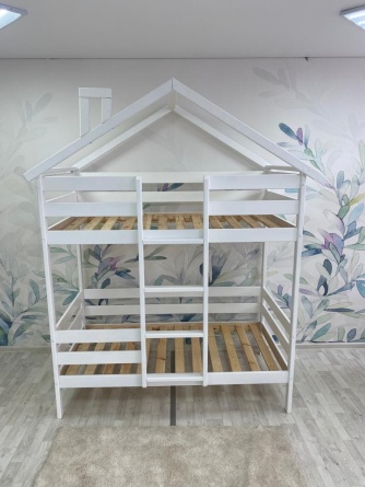 Кровать двухъярусная деревянная «Массив 008» с крышей фото 3