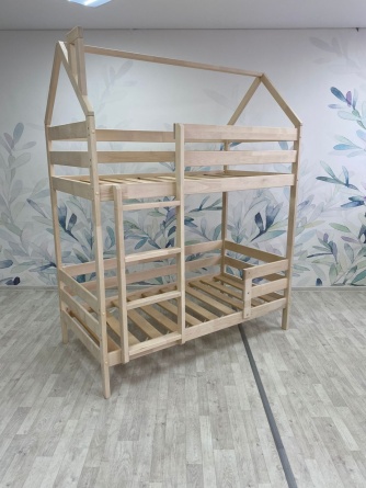 Кровать-домик двухъярусная деревянная «Массив 005» фото 7