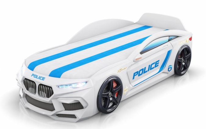 Кровать-машина Romeo-M Полиция белая фото 1