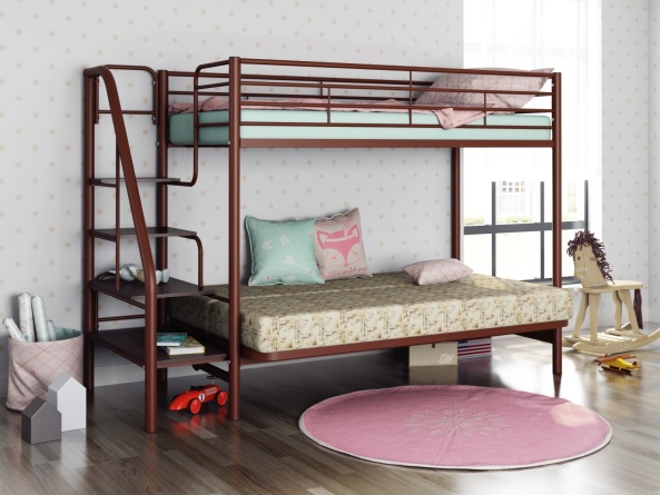 Двухъярусная кровать металл с диваном Мадлен-3 фото 3